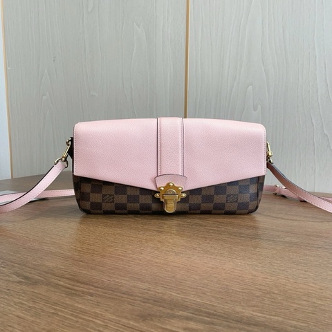 Louis Vuitton 路易威登 棋盤格拼粉 郵差包 附肩帶 24.5*6.5*16