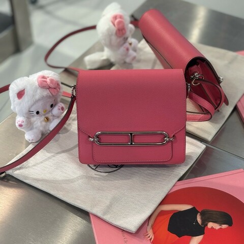 Hermes roulis mini 豬鼻子19 8W唇膏粉銀扣 ec皮