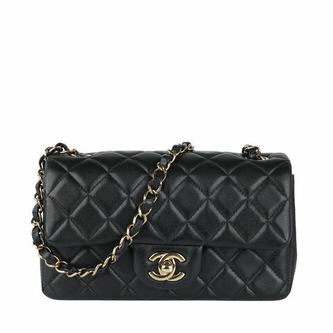 CHANEL 香奈兒 Classic Flap Mini 20 黑色金扣羊皮｜CF口蓋包 方胖包 肩背包 斜背包｜晶片款 20cm黃金尺寸 經典熱門｜KÉSH 凱仕精品