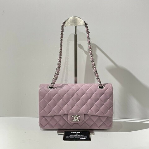 Chanel CF中號 香芋紫雙蓋銀扣