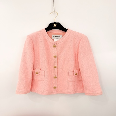 Chanel圓領金扣tweed外套