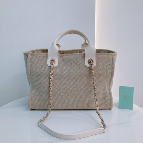 Chanel Deauville Tote Bag Small Canvas Beige x GHW 托特包
