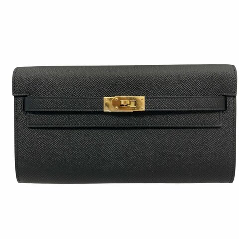 HERMES 愛馬仕 KELLY TOGO EPSOM 手拿/側背包 黑色 金釦