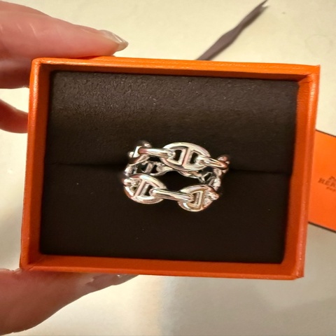 💖 Hermes 豬鼻 雙層 戒指💖 54號 全新全配