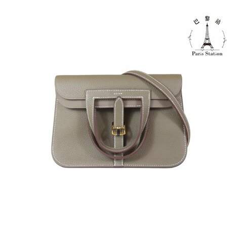 【巴黎站二手名牌專賣店】＊現貨＊HERMES 愛馬仕 真品＊G刻 HALZAN 25 大象灰金釦 牛皮 手提包
