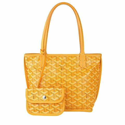 GOYARD 高雅德 Anjou Mini 托特包 亮黃色 雙面老花子母包 帆布/牛皮 手提肩背包｜KÉSH 凱仕精品