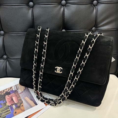 Chanel vintage 香奈兒中古黑銀雙c貝嫂 氣場十足浮雕貝嫂34 無敵氣質款