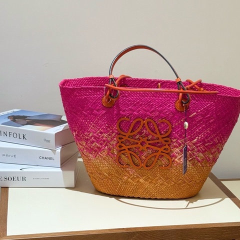 Loewe 羅意威 粉色漸變 度假風 草編包 配件 塵袋