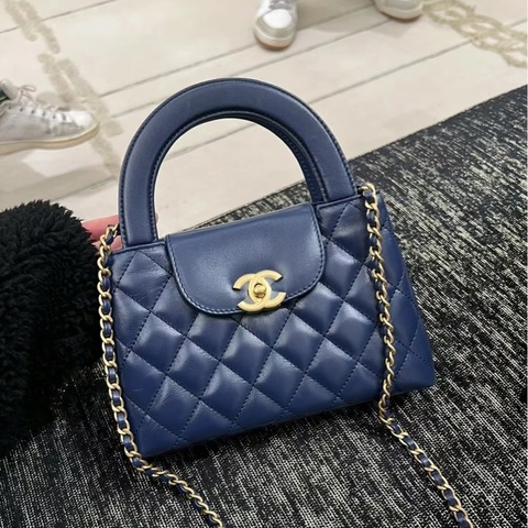 💎Chanel香奈兒｜深藍色kelly大號手提單肩斜挎包｜98新芯片款