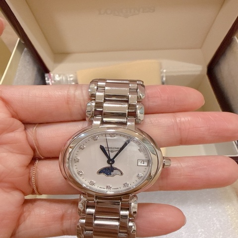 全新Longines浪琴新月（心月） 鑽石貝殼月相石英錶 經典款 30錶徑
