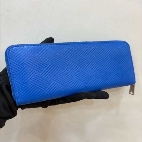 Bottega Veneta (BV) 藍石藍小牛皮拉鍊長夾 全新