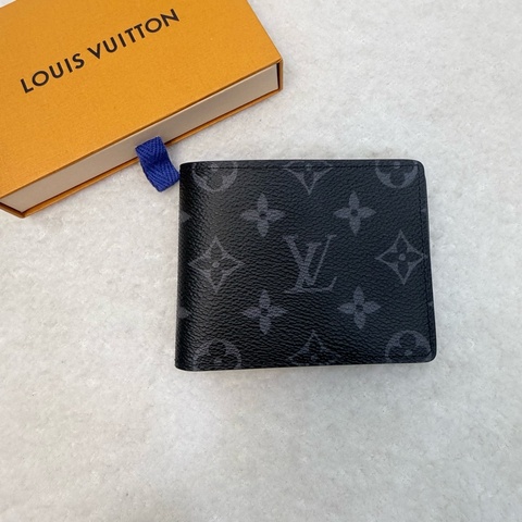 Lv黑灰原花對開8卡Slender短夾