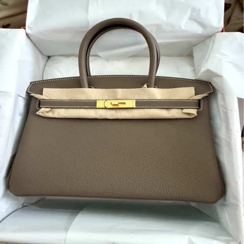 🎀 全新Hermes 愛馬仕 BIRKIN 30 🤎大象灰 金扣 togo皮