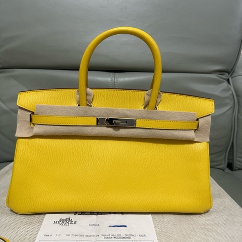 愛馬仕 / Hermès 23年票照 BK30 銀扣 9D 琥珀黃 刻印 U / Epsom皮，成色很好。