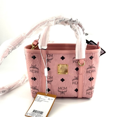 MCM 粉色菜籃子托特包 超mini 底長17cm