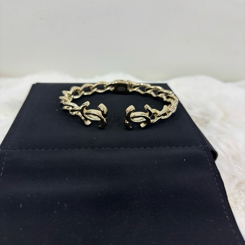 CHANEL香奈兒雙C鏈條手鐲 金色