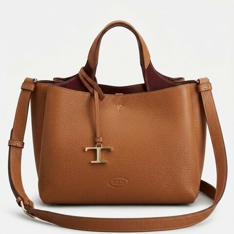 TOD'S 棕色荔枝紋牛皮 Timeless