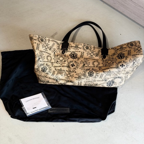 克羅心/ Large Beaches Bag 滿版圖騰編織海灘托特包