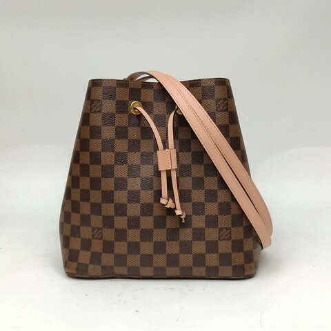 LOUIS VUITTON NÉONOÉ水桶包中號粉色內裏棕色棋格PVC金扣肩背包