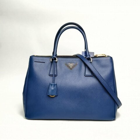 PRADA Galleria殺手包大號藍色牛皮革肩背包