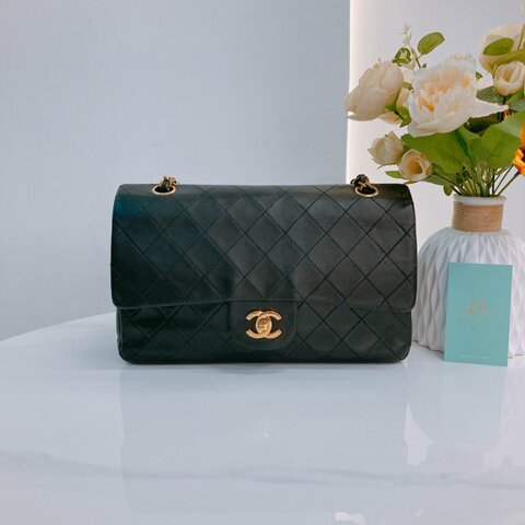 MS0774	Chanel 香奈兒 中古 中號 雙翻蓋式 鏈條 羊皮 黑色 金扣 包包 Vintage Classic Double Flap Medium Lambskin Black x GHW