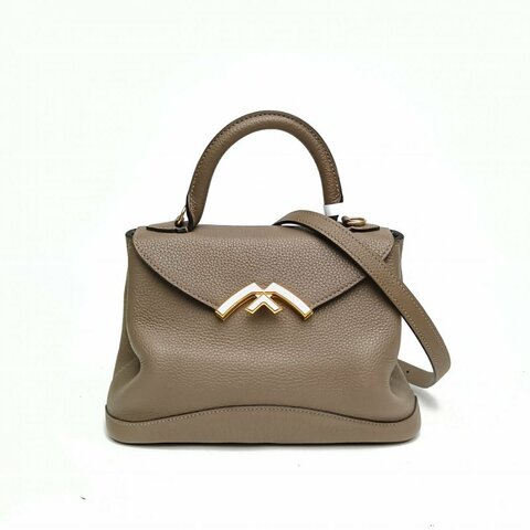 MOYNAT Gabrielle小號21灰色牛皮革金扣肩背包