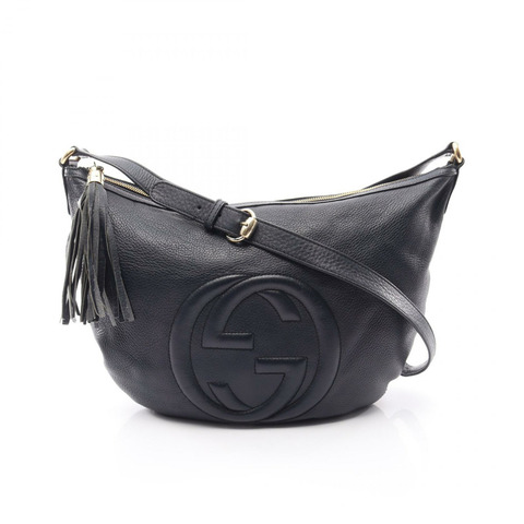 GUCCI Soho Interlocking G 單肩手提包 295175 皮革 海軍藍 二手 女士