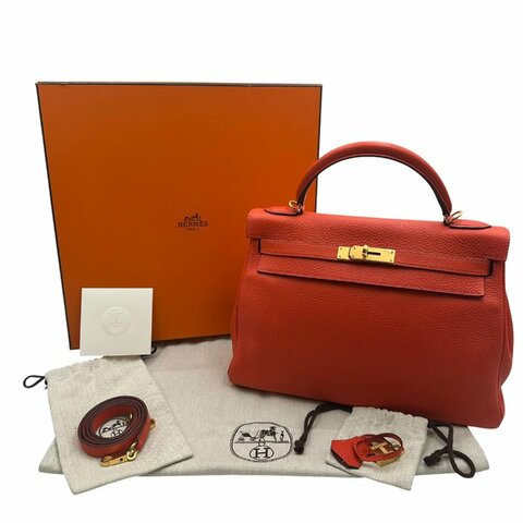 【美收精品】HERMES 牡丹紅Kelly32  C-700【隔月月中將轉賣至日本 上架期限30天】