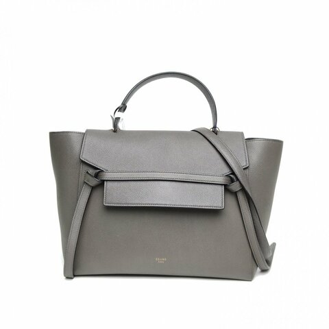CELINE Belt鯰魚包Mini灰色牛皮革金扣肩背包