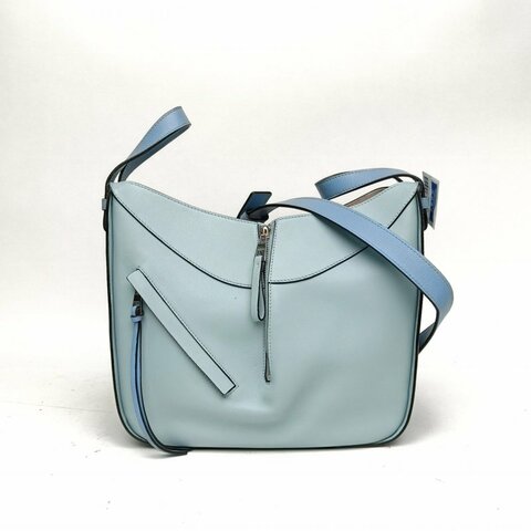 LOEWE Hammock吊床包小號藍色牛皮革銀扣肩背包