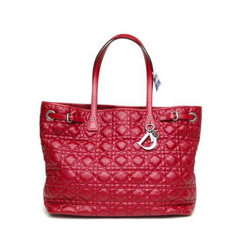 DIOR 酒紅色PVC銀扣戴妃托特單肩包肩背包