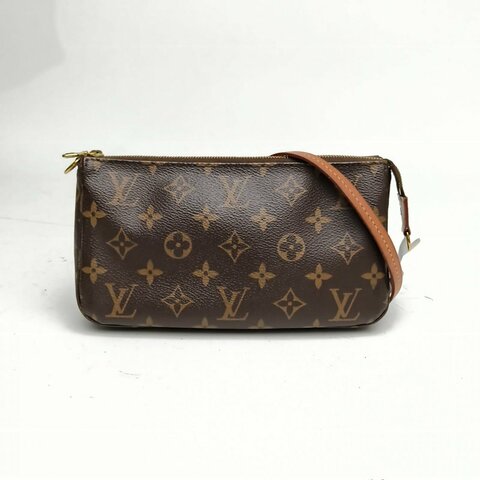 LOUIS VUITTON Pochette大麻將包老花PVC金扣肩背包
