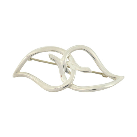 TIFFANY＆CO 925純銀Vintage Double Leaf Brooch銀扣胸針