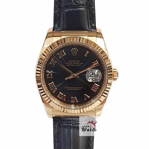【大眾名錶】ROLEX勞力士116138 Datejust 蠔式18K 市場稀少 黑色太陽紋羅馬面盤 原廠錶扣 錶徑36mm 自動上鍊 大眾名錶B1454