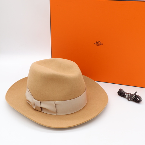 Hermes 愛馬仕 駝色 軟呢 帽子