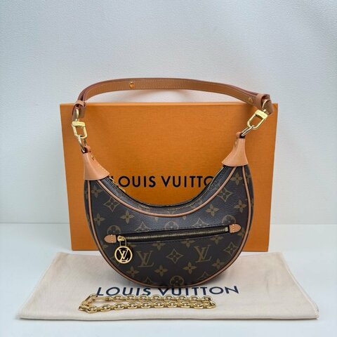 芯片款 路易威登/Louis Vuitton Loop 老花塗層帆佈月亮肩背包
