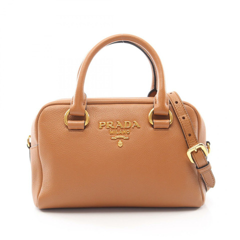 PRADA VITTELO PHENIX 肩挎斜背包 1BB108 棕色皮革 二手 女士