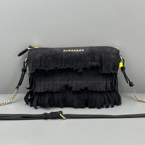 【非常罕見的Burberry✨全網最低價‼️】Burberry巴寶莉流蘇｜斜背包｜黑色麂皮
