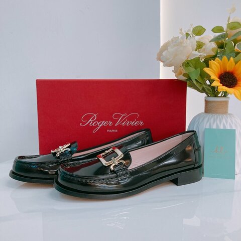MS0781	Roger Vivier 羅傑維維亞經典扣牛律鞋 Metal Buckle Morsetto Size 38.5 Patent Leather  Black x GHW