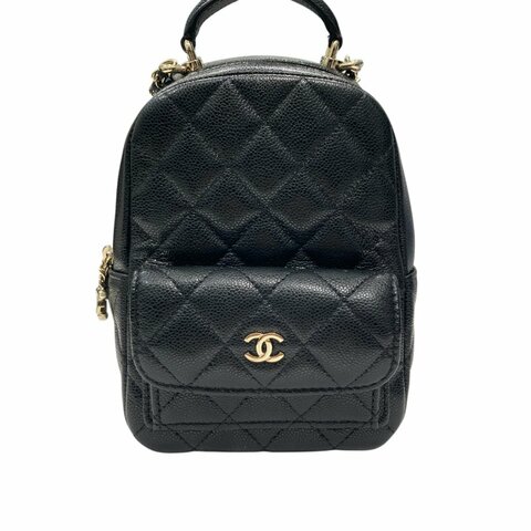 CHANEL 香奈兒 後背包 AP3753 荔枝皮 黑色 金釦
