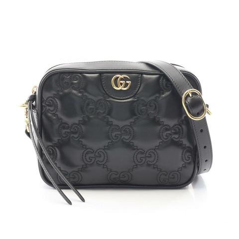 GUCCI GG Matelasse 小號單肩斜背包 702234 黑色皮革 二手 女士
