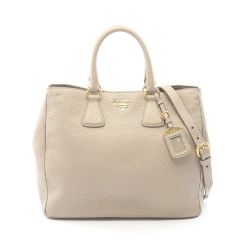 PRADA VIT.DAINO 肩背斜背包，米色皮革，二手女款