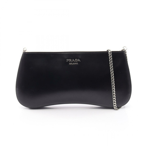 PRADA Sydney 鏈條單肩斜背包 1BF085 黑色皮革 SHW 二手女士