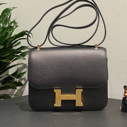愛馬仕 Hermes 康康19 黑金epsom 皮