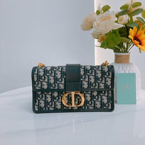 MS0783	Christian Dior 迪奧經典提花紋鍊帶包包 30 Montaigne East-West Bag With Chain Oblique Blue