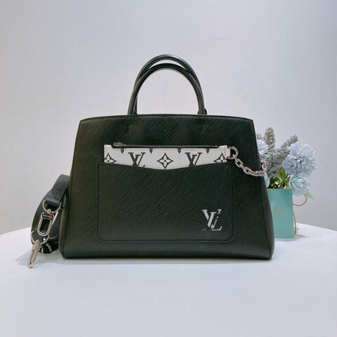 TW4922 Louis Vuitton 路易威登 銀扣手挽肩背兩用袋黑色/粉紅色 Epi Marelle MM Black/Pink x PHW