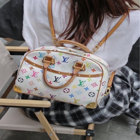 LV/路易威登 白三彩手提包 28*20艺术家村上隆联名款 白三彩🤍颠覆对传统老花的刻板印象