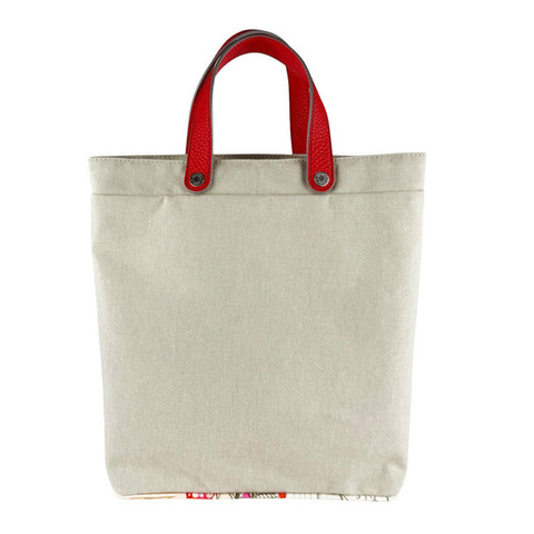 Hermes HERMES 手提包 Petit H Sac de Toile Taurillon Clemence 估價胭脂番茄自然色女士 z10333