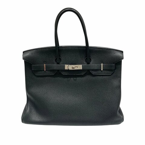 HERMES 愛馬仕 口N刻 BIRKIN 35 手提包 TOGO牛皮 黑色 銀釦