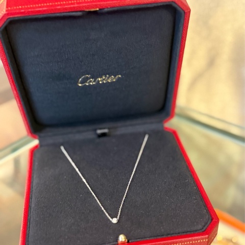 CARTIER D'AMOUR 小飛碟18K白金鑽石頸鏈4分 *